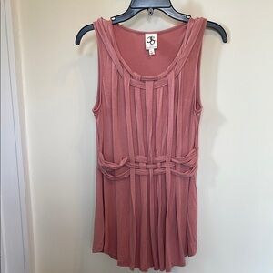 One September Pink Pleated Sleeveless Tunic Top Size Small Boho Anthropologie S